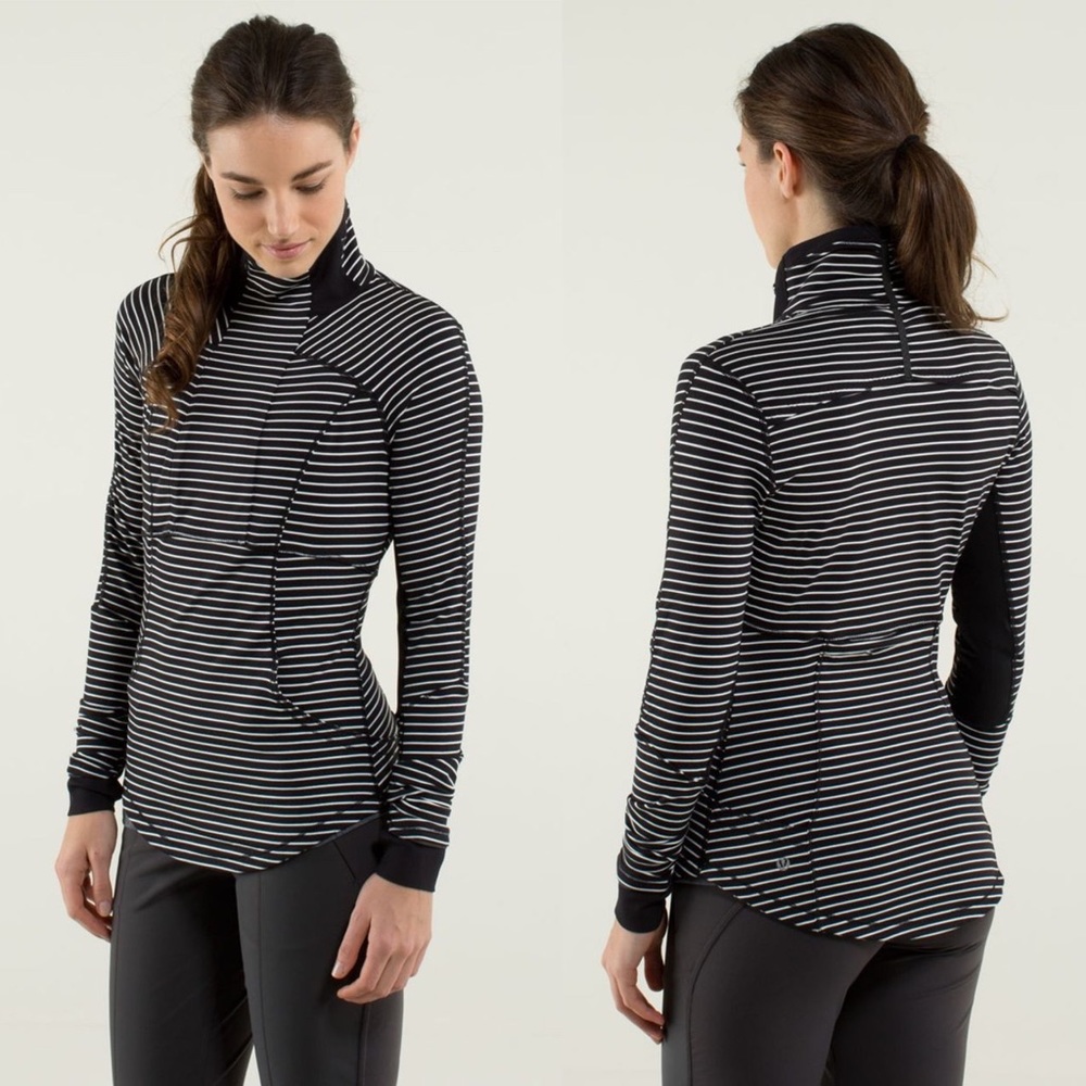 Lululemon Base Runner 1/2 Zip Parallel Stripe 8